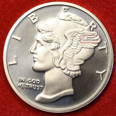 Mercury Dime Design 1 Oz. 999% Silver Round Bullion Collector Coin Gift