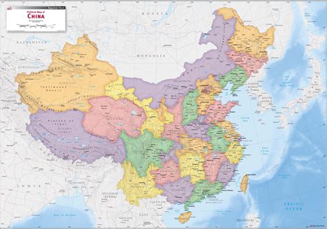 China Political Wall Map by Equator Maps - MapSales