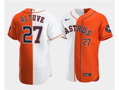 nike houston astros jose altuve 27 cool base orange and white jersey