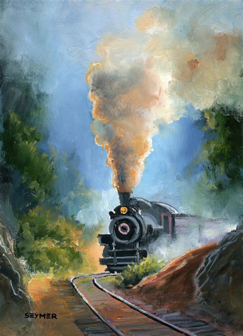 Steam Train Landscape Painting Vintage Steam Locomotive - Etsy