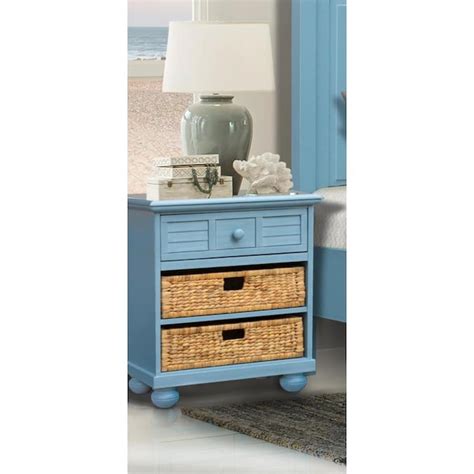 Sunset Trading Cool Breeze Beach Blue Asian Hardwood Nightstand in the ...