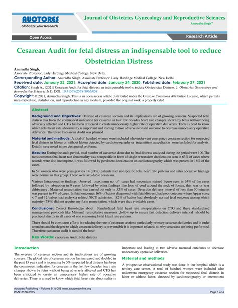 (PDF) Cesarean Audit for fetal distress- A indispensable tool to reduce ...