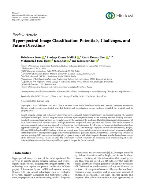 (PDF) Hyperspectral Image Classification: Potentials, Challenges, and Future Directions