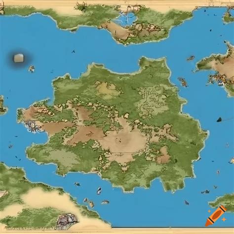 Map of a fantasy world on Craiyon