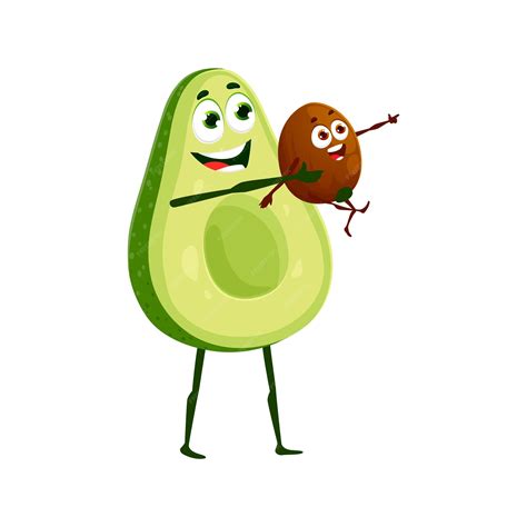 Premium Vector | Cartoon avocado parent character with son kid avocado family emoji vector icon ...