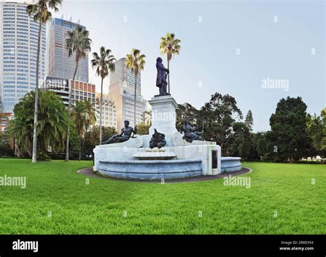 Governor Phillip Fountain, Captain Arthur Phillip statue, 1897, Royal Botanical Gardens, Sydney ...