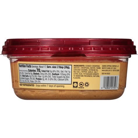 Sabra Red Pepper Hummus Nutrition Facts | Besto Blog