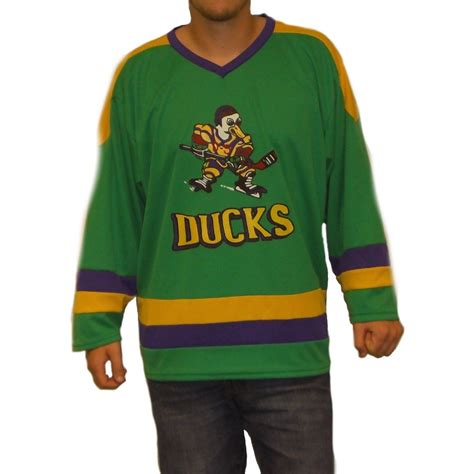 MyPartyShirt - Mighty Ducks Logo Hockey Jersey Movie Player 90s Costume Uniform Sweater Group ...