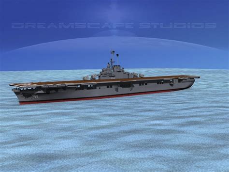 Ticonderoga Carrier CV-38 USS Shangri-La 3D model animated rigged MAX ...