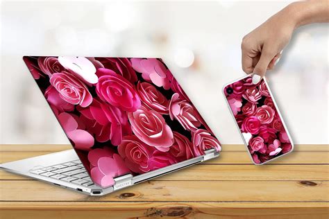 Floral Laptop Skin and Mobile Skin Combo (1piece Laptop Skin 16x11 in ...