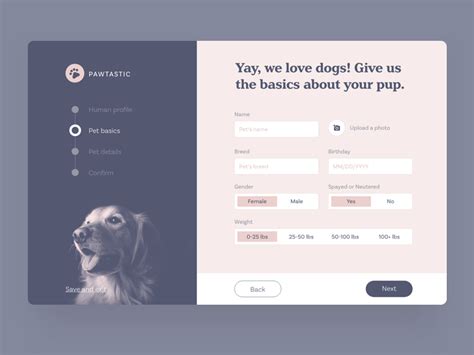 Create your pet profile | Form design web, Web forms, Form design