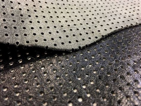 Black PERFORATED natural leather fabric genuine black leather | Etsy