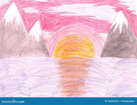 Sunset Scenery Drawing With Crayons - Gamer 4 Everbr