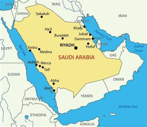 Map of the Gulf Cooperation Council Countries (Saudi Arabia, UAE ...