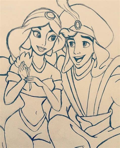 Aladdin & Princess Jasmine Artwork | Disney drawings sketches, Cartoon girl drawing, Disney drawings