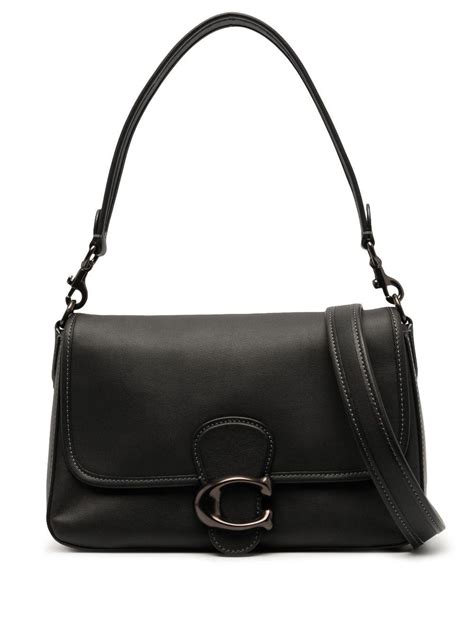 COACH Soft Tabby Leather Shoulder Bag in Black | Lyst