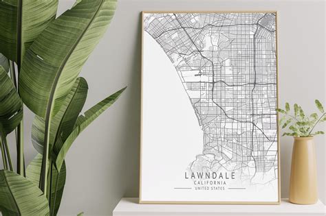 Lawndale - California US Gray City Map Graphic by calendarstores ...