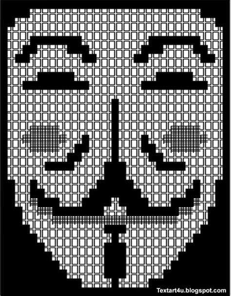 V For Vendetta Mask Text Art For Facebook | Cool ASCII Text Art 4 U