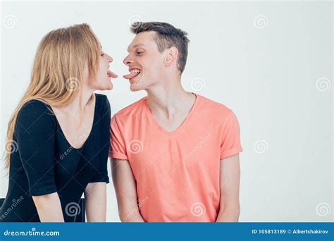 Crazy Young Couple Flirting and Kissing with Tongue at Home Stock Image - Image of playing, home ...