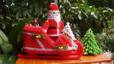 3D Origami Santa Claus Sleigh Tutorial | Cómo hacer 3d origami trineo ad... | Origami 3d ...