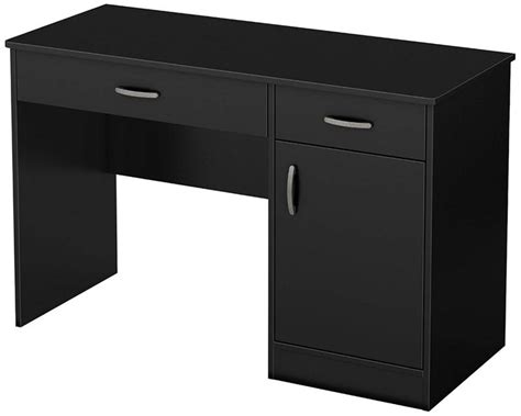 South Shore Small Computer Desk with Drawers, Pure Black | Desk with drawers, Small computer ...