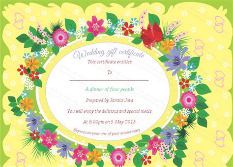 Beautiful Floral Wedding Gift Certificate Template