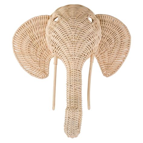 Elephant Wall Hanging 56X50Cm Natural | Elephant wall hanging, Wicker elephant, Kids wall hanging