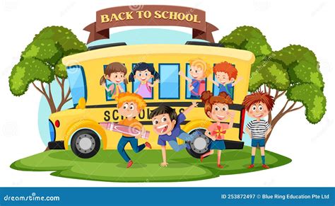 Back To School with Kids Cartoon Character Stock Vector - Illustration ...