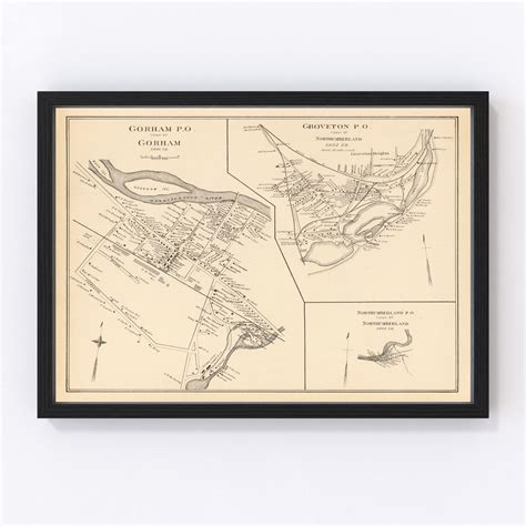 Vintage Map of Gorham, New Hampshire 1892 by Ted's Vintage Art