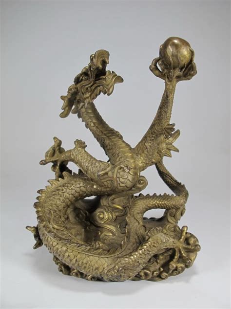 Sold at Auction: Vintage Chinese dragon bronze sculpture