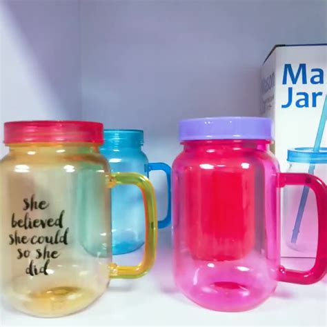 Mason Jar With Handle And Plastic Straws. 16 Oz/400ml. Each. Old Fashion Drinking Glasses - Buy ...