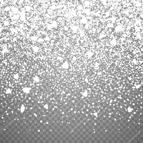 Isolated Christmas falling snow overlay on transparent background. Snowflakes storm layer. Snow ...