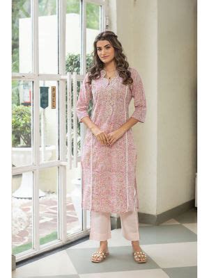 Buy Anuvas Pink Crenel Kurta Online