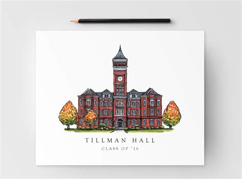 Tillman Hall Print Clemson Graduation Gift Clemson SC | Etsy