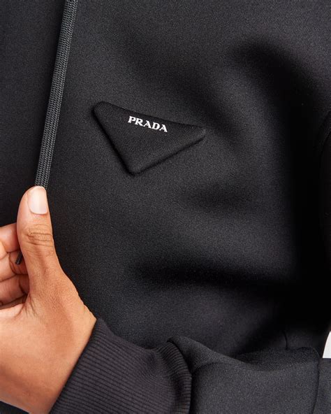 Black Cotton fleece hoodie | Prada