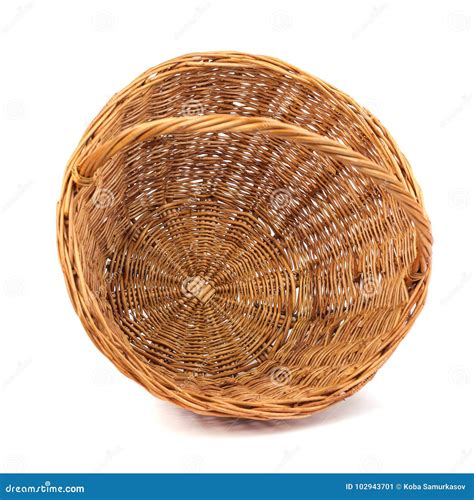 Empty Wicker Basket for Fruits and Vegetables, Isolated on White Stock ...