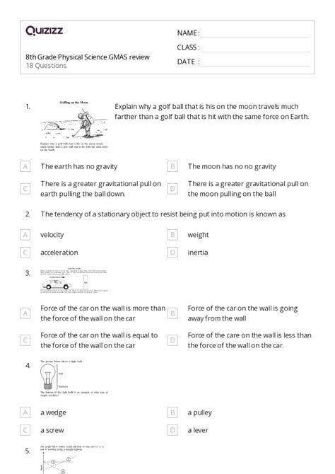 50+ Physical Science worksheets for 8th Grade on Quizizz | Free & Printable