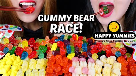 ASMR GUMMY BEAR RACE EATING (HAPPY YUMMIES WORLD'S BEST TASTING GUMMIES ...