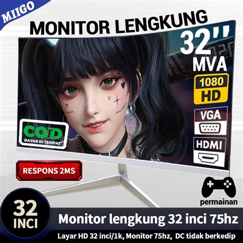 Jual MIIGO monitor PC gaming - 32 Inch 1080P 75HZ IPS HDMI VGA monitor lengkung | Shopee Indonesia