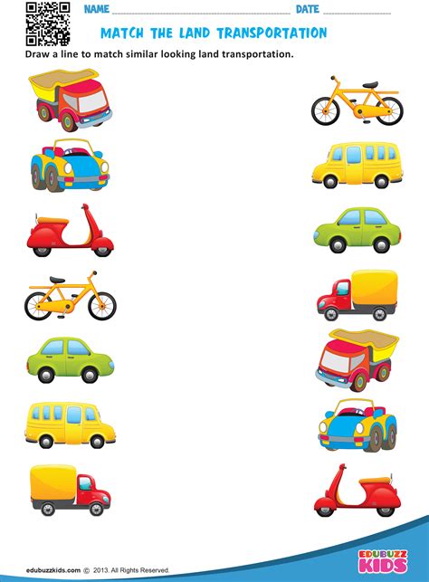 MATCH THE LAND TRANSPORTATION | Transportation preschool, Preschool transportation worksheets ...