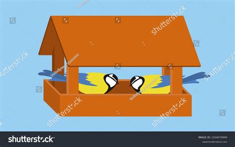 Feeding Trough Two Chickadees Illustration Stock Vector (Royalty Free ...