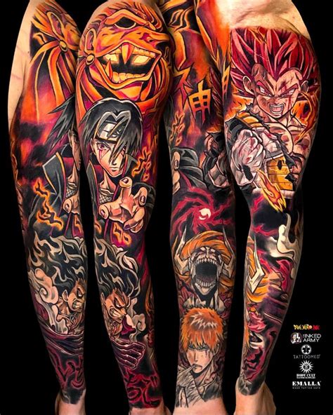 Anime sleeve tattoo by dave.vero.ink in 2023 | Sleeve tattoos, Manga tattoo, Naruto tattoo