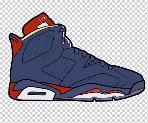 Sin emparejar azul, rojo y blanco aire jordan 6 ilustración, zapatillas de dibujo zapato jumpman ...