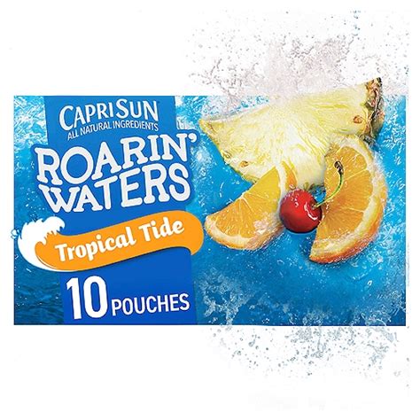 Capri Sun Roarin' Waters Tropical Tide Flavored Water Beverage, 6 fl oz,10 count