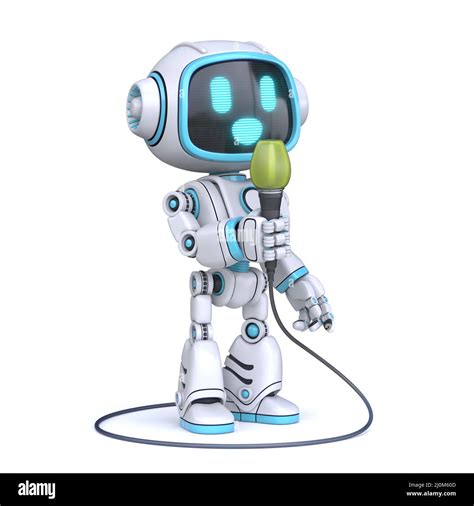 Cute blue robot singing 3D Stock Photo - Alamy