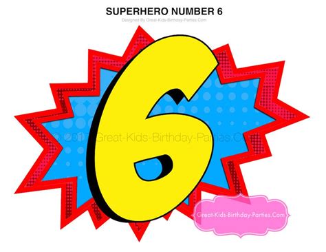 Superhero Number 6 - Superhero Printables - Superhero Birthday ...