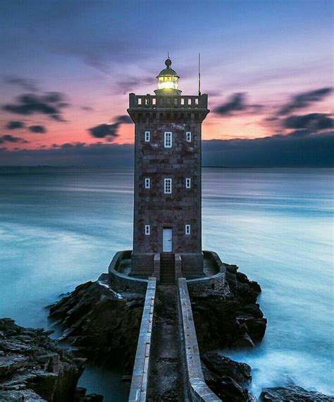 Majestic Kermorvan Lighthouse in Finistère, France