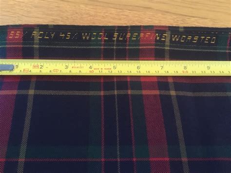 1.6x 1.55M Christmas Red Green Navy Worsted Tartan Check Wool Mix Fabric Remnant | eBay
