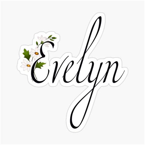 Evelyn - floral name Sticker by eriktartufo | Name stickers, Baby name art, Evelyn