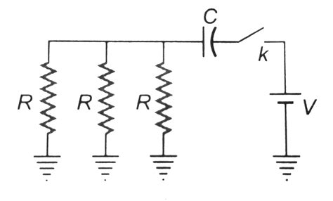 The switch shown n the figure is closed at t=0. The charge on the cap